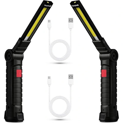 Rechargeable LED Work Light 2 Pack Magnetic COB USB Torch 5 Modes 360° Camping Lamp for Workshop Garage Emergency Auto Inspection Lighting{YG}