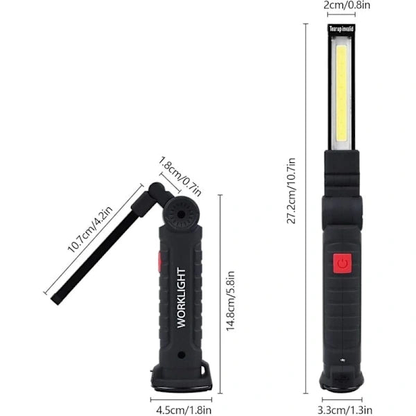 Rechargeable LED Work Light 2 Pack Magnetic COB USB Torch 5 Modes 360° Camping Lamp for Workshop Garage Emergency Auto Inspection Lighting{YG} - Image 2