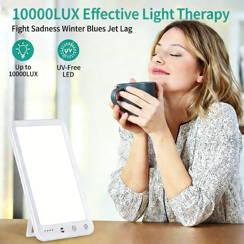 Light Therapy Lamp 12000 Lux UV-Free LED Adjustable Brightness Color Temperature Timer Touch Control Memory Function Compact for Home - Image 2