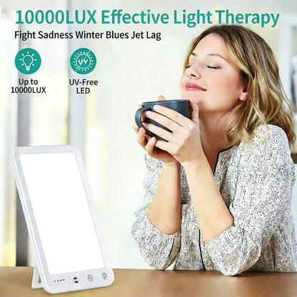 Light Therapy Lamp 12000 Lux UV-Free LED Adjustable Brightness Color Temperature Timer Touch Control Memory Function Compact for Home - Image 2