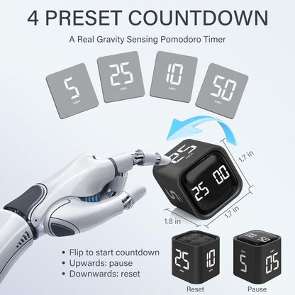 Pomodoro Timer 25/5/10 Min Desk Timer Vibration Volume Adjustable Productivity Clock - Image 2