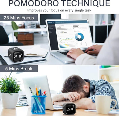 Pomodoro Timer 25/5/10 Min Desk Timer Vibration Volume Adjustable Productivity Clock - Image 3