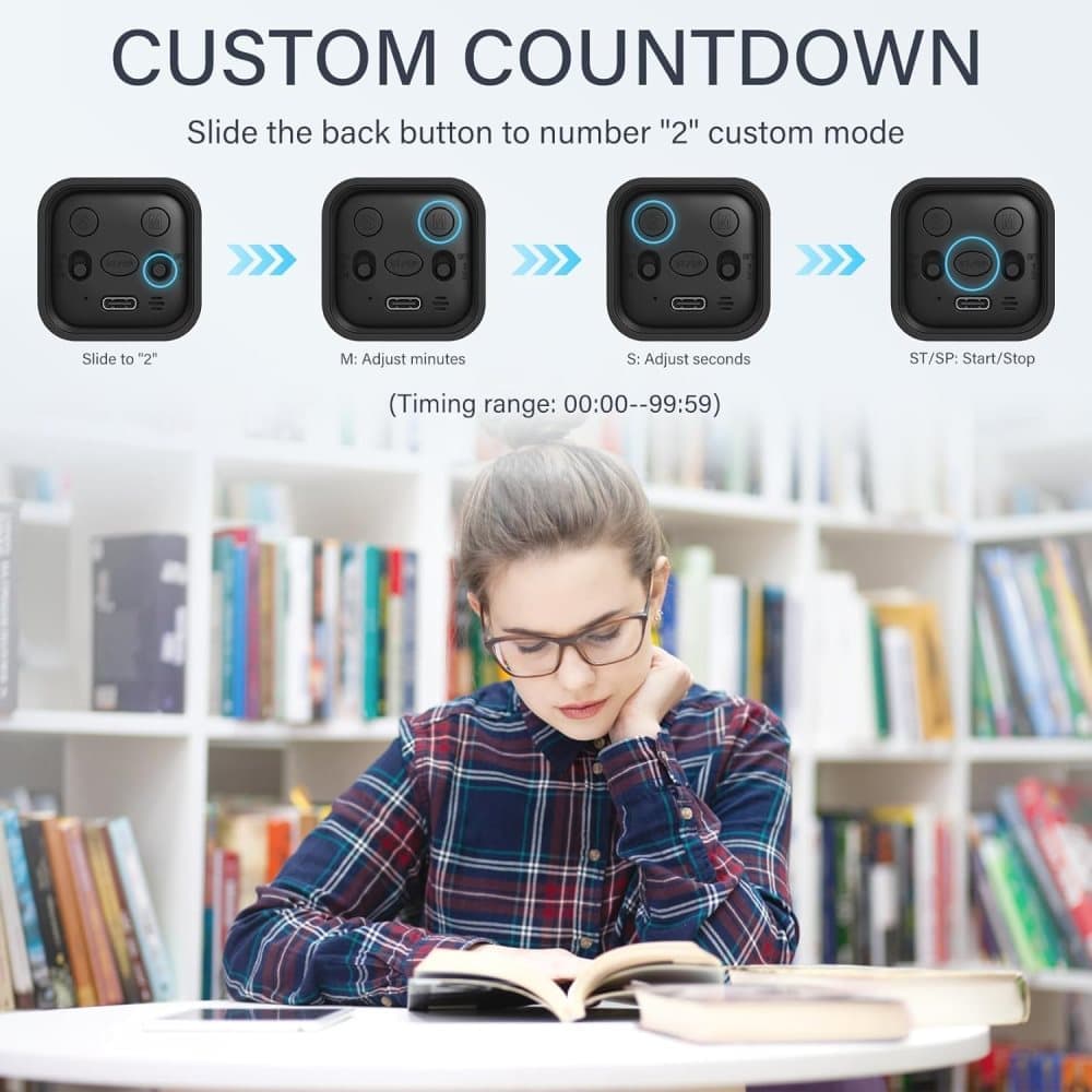 Pomodoro Timer 25/5/10 Min Desk Timer Vibration Volume Adjustable Productivity Clock - Image 4