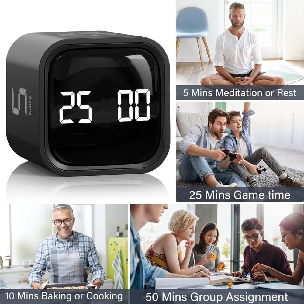 Pomodoro Timer 25/5/10 Min Desk Timer Vibration Volume Adjustable Productivity Clock - Image 9