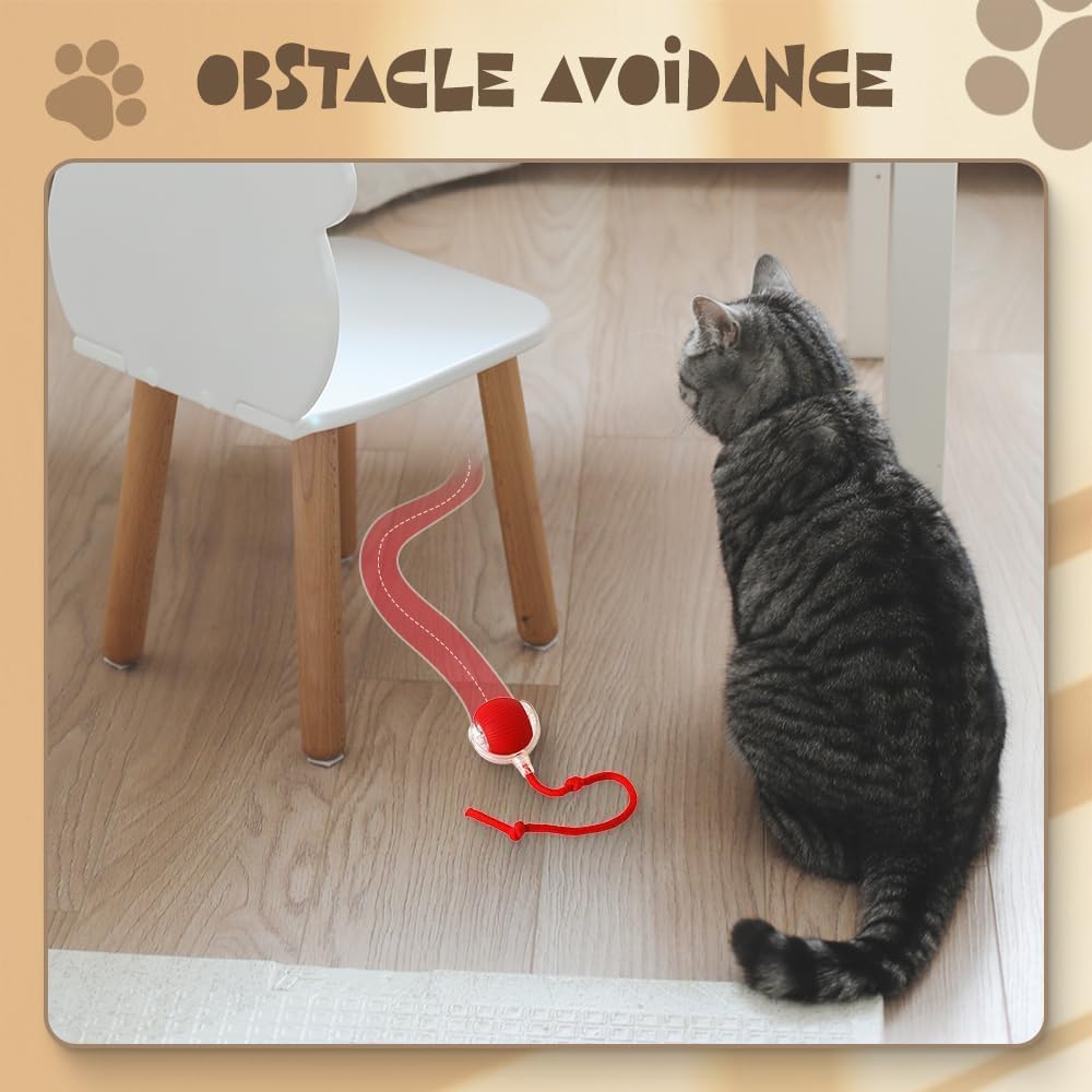 2 pcs 360° Smart Automatic Rolling Pet Ball, Rechargeable Irregular Movement for Cats & Dogs, Red - Image 4