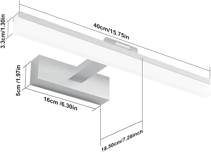 Wall light LED for mirror, wall light 40 cm for bathroom, wardrobe and toilet(Silver) - Image 3