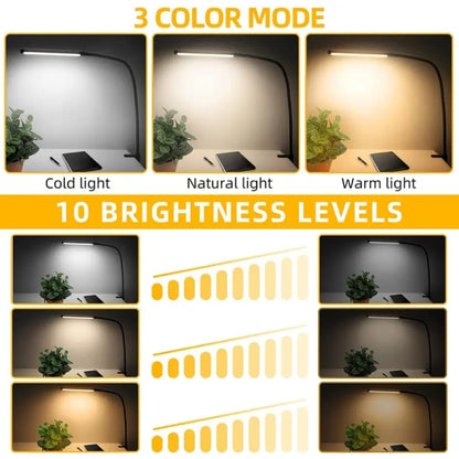 1 pc. Desk Lamps for Home Office, Clamp Lamp Dimmable Gooseneck Lamp Touch Control, Adjustable Desk Lamp for Workbench Tabletop (Black) - Image 4