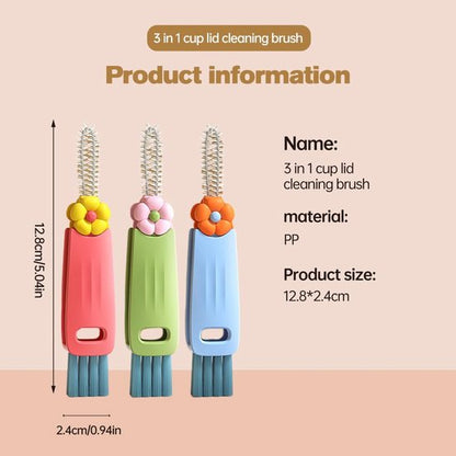 3-in-1 Crevice Brush - Multifunctional - Lid Brush - Suitable for small spaces, various cups and bottles - Image 2