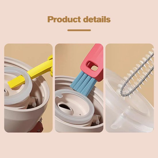 3-in-1 Crevice Brush - Multifunctional - Lid Brush - Suitable for small spaces, various cups and bottles - Image 3