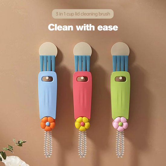 3-in-1 Crevice Brush - Multifunctional - Lid Brush - Suitable for small spaces, various cups and bottles - Image 5
