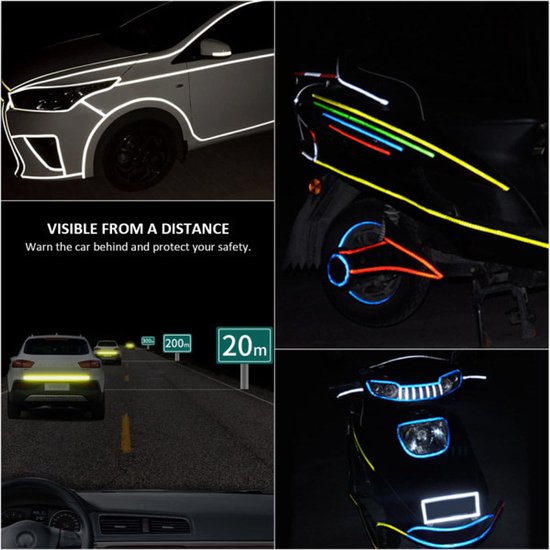 Reflective Stickers Bicycle - 5-pack - Reflective Tape - Reflector Sticker - Self-adhesive safety tape - Waterproof - Warning tape - 8 meters x 10 mm - Image 3