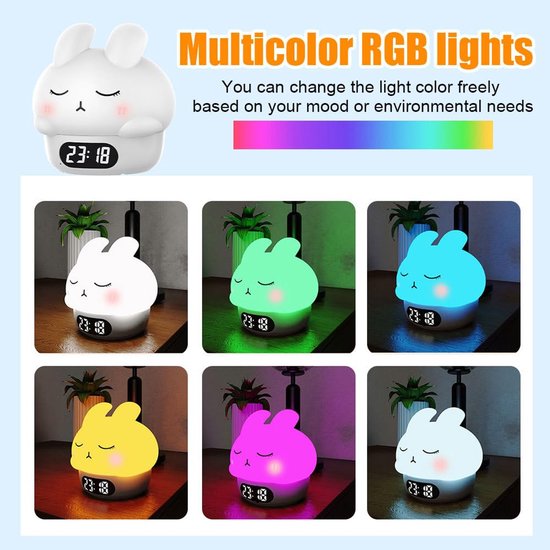 Children's night light - table lamp for bedroom - cute rabbit shape - cartoon bedside lamp - baby night light (blue) - Image 5