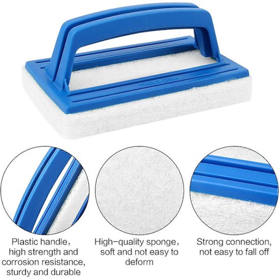 Pool Wall Brush - Sponge Pool Brush - Soft - Hot Tub Cleaning Brush - Pool Sponge Cleaner with Handle (White) Set of 2 - Image 3