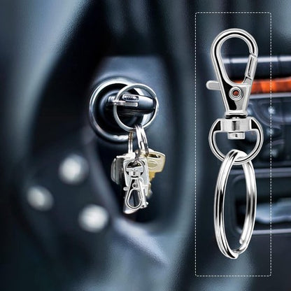 Small Stainless Steel Keychains - 100 Pieces Carabiner Keychains - DIY - DIY Ring - Snap Closure with Turning Button - (Silver) - Image 2