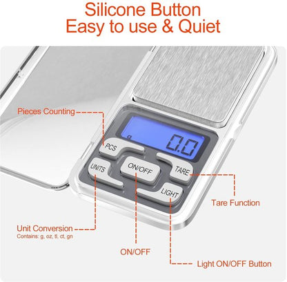 Electronic kitchen scale - Kitchen scale - 500g/0.01g - Food scale - Stainless steel household scale - With display and tare function - Suitable for food, jewelry, coffee bags, etc. - Image 4