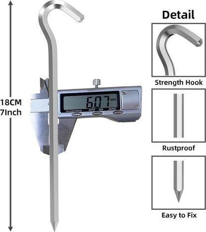 Tent peg - 8 cm / 7 inch - Metal aluminum awning peg - Camping peg Tent anchor - Silver - Image 3