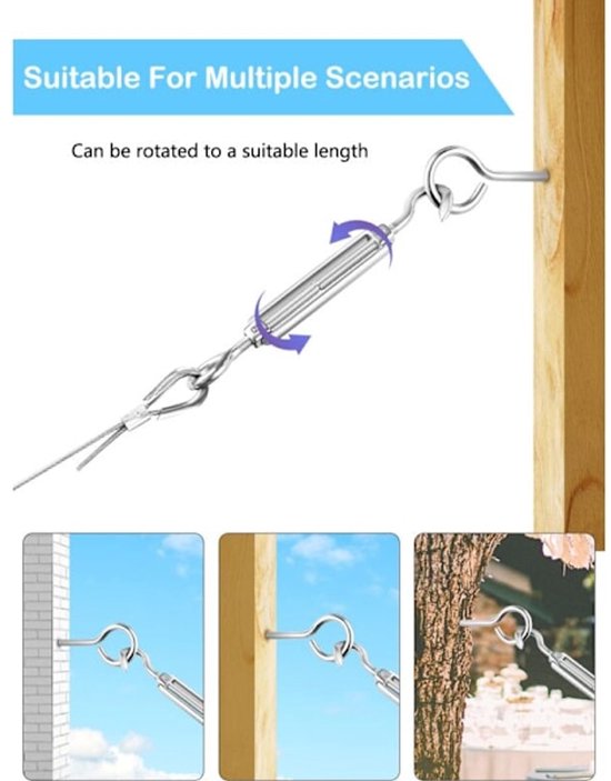 30M/2mm stainless steel wire set with M5 tensioner for plants, clotheslines and railings - Image 2