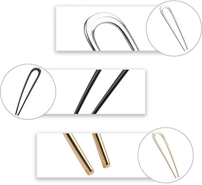 French Hair Clips - Metal 14cm / 5.5 inch - French Twist Clips - French Twist Clips - U-Shaped Clips - Gold, Silver and Black Clips - Large Clips - Pack of 3 - Image 2