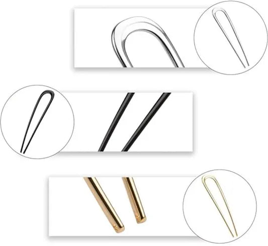 French Hair Clips - Metal 14cm / 5.5 inch - French Twist Clips - French Twist Clips - U-Shaped Clips - Gold, Silver and Black Clips - Large Clips - Pack of 3 - Image 2