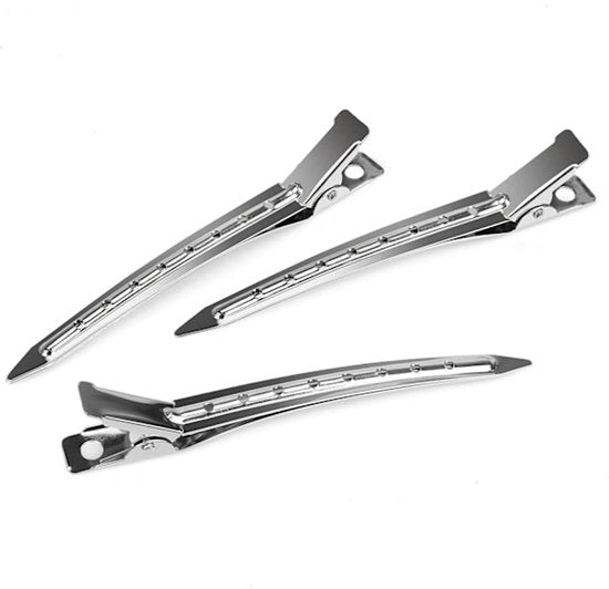 Duckbill Hair Clips - (20 Count, Silver) - 1.25 Inch Metal and Leather Hair Clips for Thick, Color-Treated Hair - Image 2