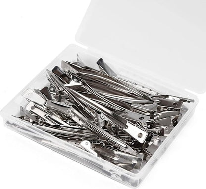 Duckbill Hair Clips - (20 Count, Silver) - 1.25 Inch Metal and Leather Hair Clips for Thick, Color-Treated Hair - Image 3