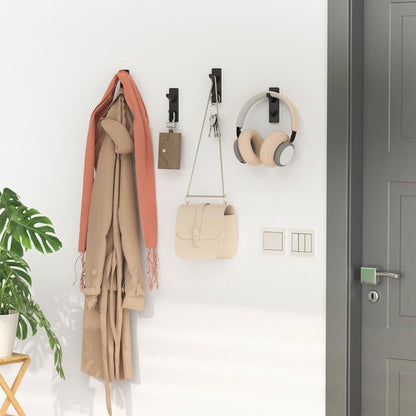 Coat Hooks - Self-Adhesive Hooks for Towels, Coats, Keys - Bathroom, Doors, Kitchens, Dorms - Black - Metal - Pack of 4 - Image 4