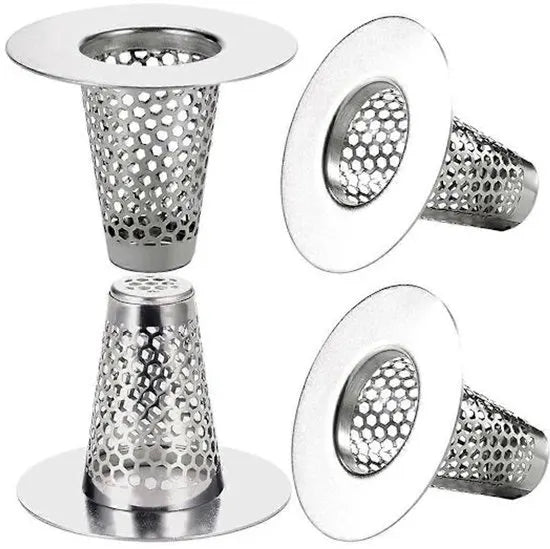 Bathroom Drain Filters - For 1.2-1.6 Inch Drain Holes - Small 1 Inch Conical Stainless Steel Filter - Pack of 4