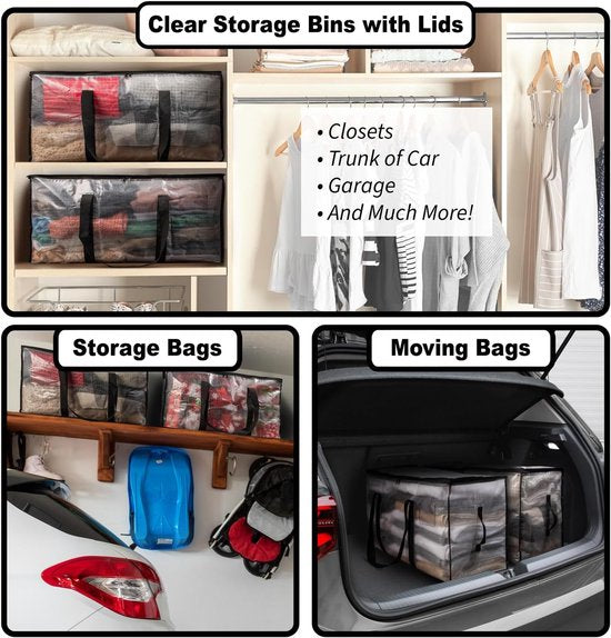Large Moving Boxes & Storage Bags - Extra Large Moving Boxes with Backpack Straps, Zippers & Handles - Sturdy & Durable for Student Rooms - 4-Pack - Image 2