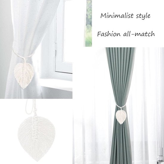 Curtain hooks - 2 sets of hand-woven curtains - curtain cords and curtain leaves - Image 4