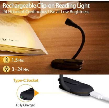 Book Lamp - Rechargeable Reading Lamp with Clip - Adjustable Brightness - Image 2
