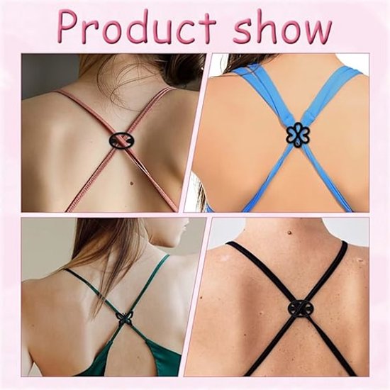 Non-slip bra straps - Racerback bra strap holders - bra strap clips with non-slip buckles and hidden straps - 12 pieces - Image 2