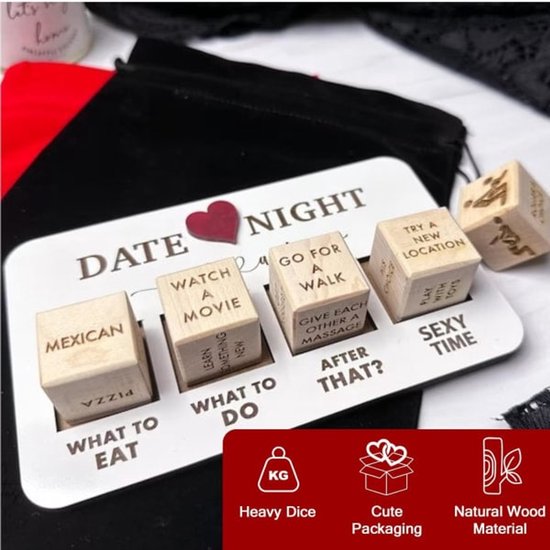Romantic Date Night Dice Set - Romantic Couple Game - With Storage Bag - Perfect Choice for Valentine's Day, Birthdays and Weddings - 1 Set - Valentine's Day Gift - Image 4