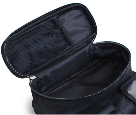 Makeup Bag - Professional Foldable Travel Brush Bag - For Makeup Brushes - Black - Image 2