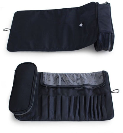 Makeup Bag - Professional Foldable Travel Brush Bag - For Makeup Brushes - Black - Image 3