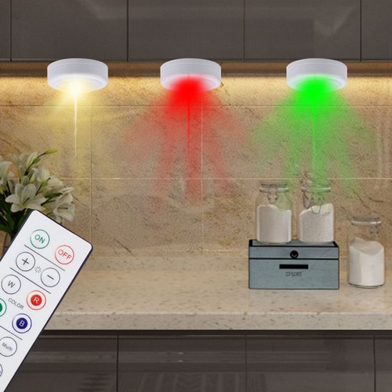 LED spotlight set - 6 stylish lights with dimming function and 2 practical remote controls - Night lights with colour change - Lights with remote controls - Suitable for kitchens, bedrooms, etc. - Image 2