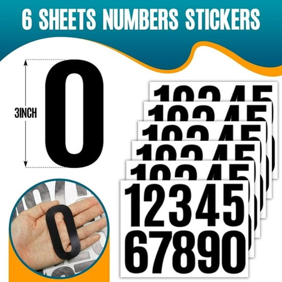 Letterbox stickers - Stickers - Number stickers - Self-adhesive labels - Waterproof door stickers - Suitable for windows, doors, cars and trucks (black) 6 sheets 4 inch - Image 2