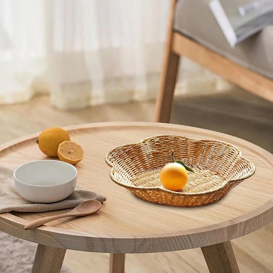 Fruit bowl - Round wicker basket - Corrugated serving basket - Dining table top - Curved corrugated woven tray - Coffee table storage tray - Image 3