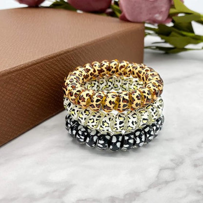 9-pack hair ties - Braided hair ties - Curly hair ties - Hair ties that can be worn as bracelets - Very elastic - Lightweight - Leopard print hair ties for phone cords - Image 4