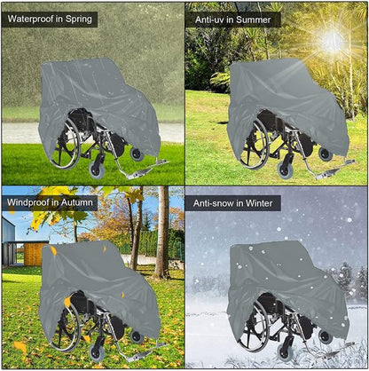 Waterproof Wheelchair Cover - Oxford Fabric Wheelchair Cover, Mobile Vehicle Cover, Wheelchair Storage Protector - UV Protection, Dust Protection, Outdoor Rain Cover - Gray - 115x75x130cm - Image 6