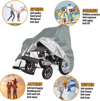 Waterproof Wheelchair Cover - Oxford Fabric Wheelchair Cover, Mobile Vehicle Cover, Wheelchair Storage Protector - UV Protection, Dust Protection, Outdoor Rain Cover - Gray - 115x75x130cm - Image 7