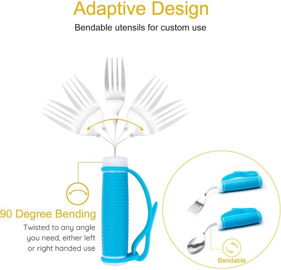 Flexible and adaptable cutlery for seniors, people with disabilities, Parkinson's disease, arthritis, hand tremors, weak grip and people with disabilities, arthritis - Non-slip handles - Easy to hold - Suitable for handshakes - Image 4