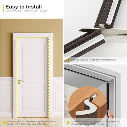 Door seal with draught excluder - Wooden door seal with V-groove - Leather strip - Environmentally friendly door seal (black - 6 m) - Image 3
