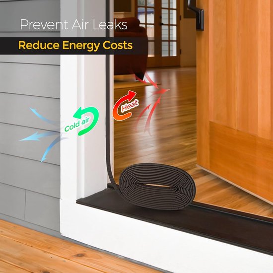 Door seal with draught excluder - Wooden door seal with V-groove - Leather strip - Environmentally friendly door seal (black - 6 m) - Image 4