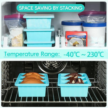 Silicone Freezer Containers with Lids - Bouillon Cube Trays - Large Ice Cube Trays - Easy Meal Prep Kitchen Storage Containers - Freezer Storage Containers for Stock, Sauces & Bouillons - 1 Pack - Image 2