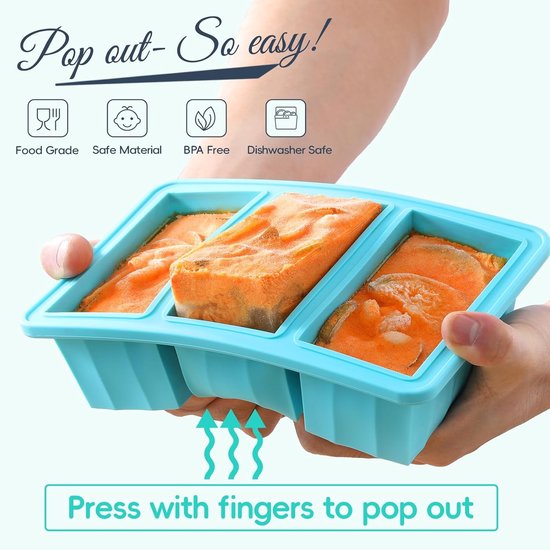Silicone Freezer Containers with Lids - Bouillon Cube Trays - Large Ice Cube Trays - Easy Meal Prep Kitchen Storage Containers - Freezer Storage Containers for Stock, Sauces & Bouillons - 1 Pack - Image 3