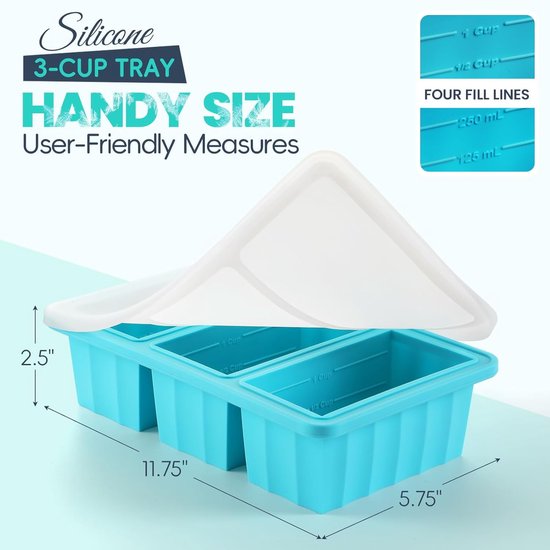 Silicone Freezer Containers with Lids - Bouillon Cube Trays - Large Ice Cube Trays - Easy Meal Prep Kitchen Storage Containers - Freezer Storage Containers for Stock, Sauces & Bouillons - 1 Pack - Image 4