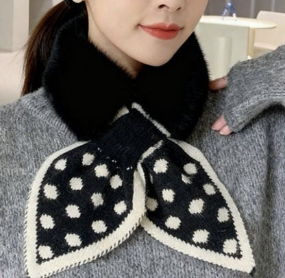 Warm scarf for autumn and winter - Soft and comfortable women's scarf with dotted pattern - Fashionable and versatile winter scarf for everyday use（Black） - Image 4