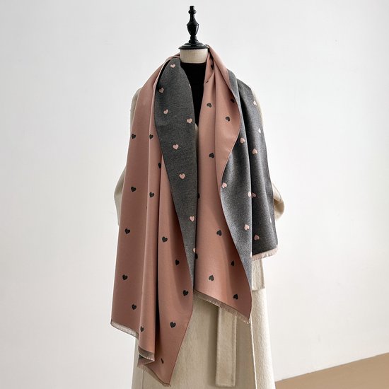 Women's scarf - Long scarf - Double-sided warm blanket - Suitable for spring, autumn and winter - 185*65cm - Pink - Image 5