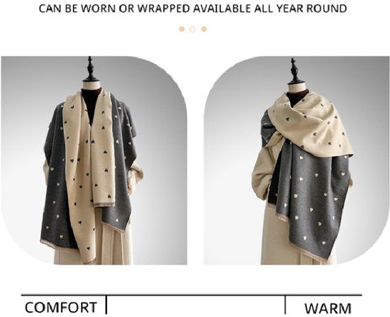 Women's scarf - Long scarf - Double-sided warm blanket - Suitable for spring, autumn and winter - 185*65cm - Pink - Image 6