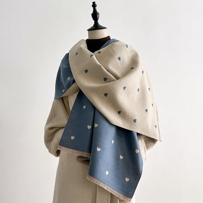 Women's scarf - Long scarf - Double-sided warm blanket - Suitable for spring, autumn and winter - 185*65cm - Blue - Image 5